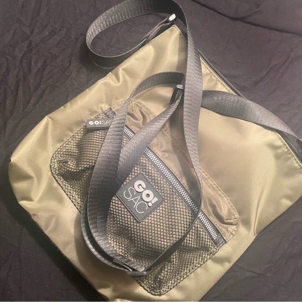 Go Sac shoulder bag light army green cloth size 11x11. New with tags.
